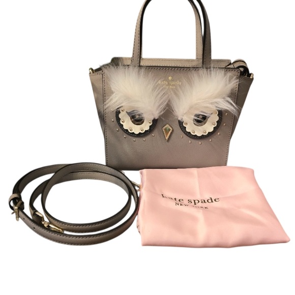 kate spade Handbags - Kate Spade Gray Star Bright Owl Mini Hadlee Cityscape Bag with Dustbag Set